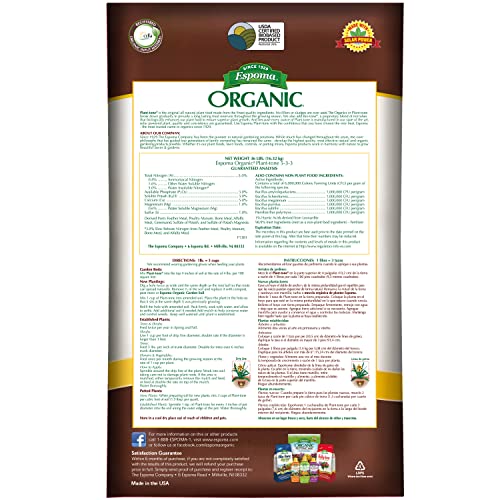 Espoma Organic Plant-Tone 5-3-3 Natural & Organic All Purpose Plant Food; 36 Lb. Bag; The Original Organic Fertilizer For All Flowers, Vegetables, Trees, And Shrubs. #TOP1