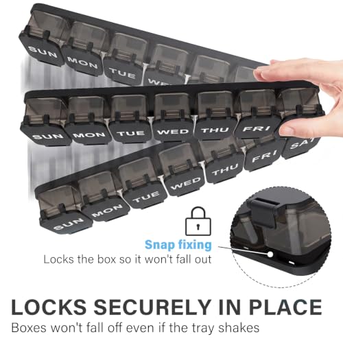 Image of Yaklim Extra Large Weekly Pill Organizer - Waterproof 7-Day Pill Box, Portable Vitamin & Supplement Case, Easy to Open Design, Ideal for Travel and Daily Medication Management (Blackpink, 2 Packs)