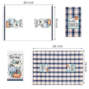 Seliem Fall Hello Pumpkin Patch Kitchen Dish Towels Set of 2, Autumn Buffalo Plaid Check Hand Towels Drying Baking Cooking Cloth, Home Sweet Home Farmhouse Thanksgiving Kitchen Decor 18x26 Inch Seliem Fall Hello Pumpkin Patch Kitchen Dish Towels Set of 2 Autumn Buffalo Plaid Check Hand Towels Drying Baking Cooking Cloth Home Sweet Home Farmhouse Thanksgiving Kitchen Decor 18×26 Inch