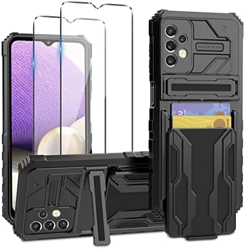 WFTE Samsung Galaxy A33 5G Case Multifunctional Plastic Silicone Double Protective Case Samsung Galaxy A33 5G Protective Cover+Samsung Galaxy A33 5G Tempered Glass Screen Protector X2