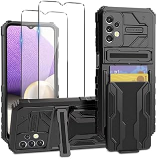 WFTE Samsung Galaxy A33 5G Case Multifunctional Plastic Silicone Double Protective Case Samsung Galaxy A33 5G Protective Cover+Samsung Galaxy A33 5G Tempered Glass Screen Protector X2
