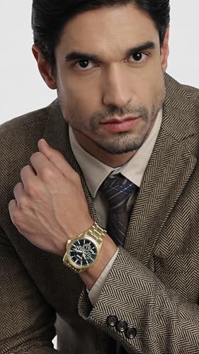 Image of Citizen Stainless Steel Analog Quartz Multifuction Men's Black Dial Watch - AG8343-50X, Band Color-Two-Tone