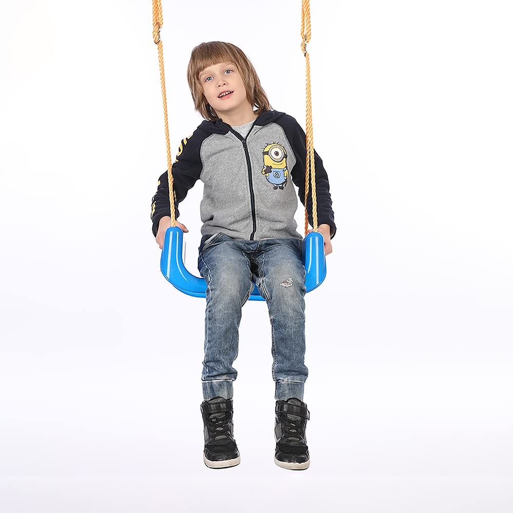 HUOLE Altalena da Giardino 3 in1 per Bambini Seggiolino Altalena Bambini Sedile in Plastica con Corrimano Schienale e Cintura di Sicurezza per Esterno Interno e Neonato (3 in 1 Blu)