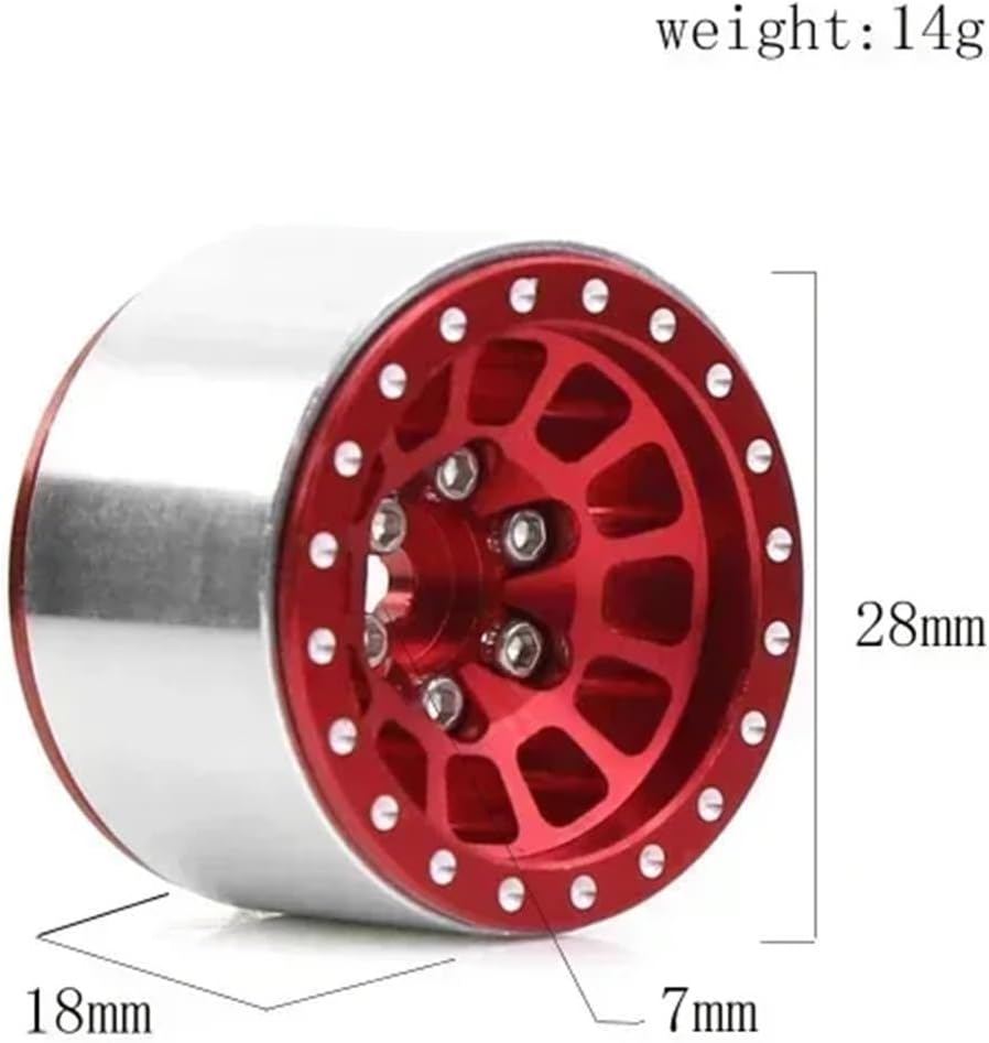 For TRX4M For Axial For SCX24 AX24 1/18 1/24 4 個 1.0 インチ金属ビードロックホイ