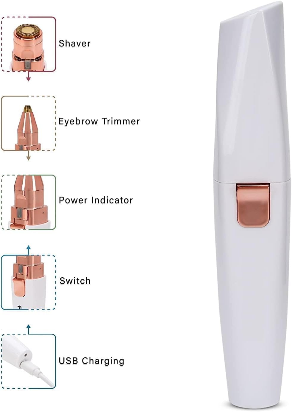 Painless Eyebrow Trimmer for Women, 2 in 1 Rechargeable Facial Hair Remover