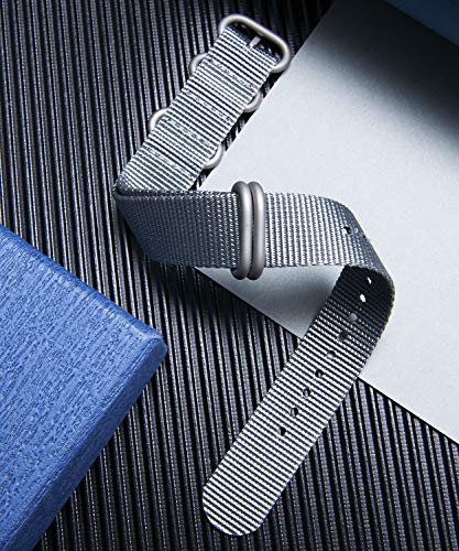 Image of BINLUN Premium Ballistic Nylon Watch Strap, Heavy Duty 5-Ring Replacement Watch Band with Stainless Steel Buckle, Durable & Comfortable Sport Band for Men Women, Fits 18-24mm