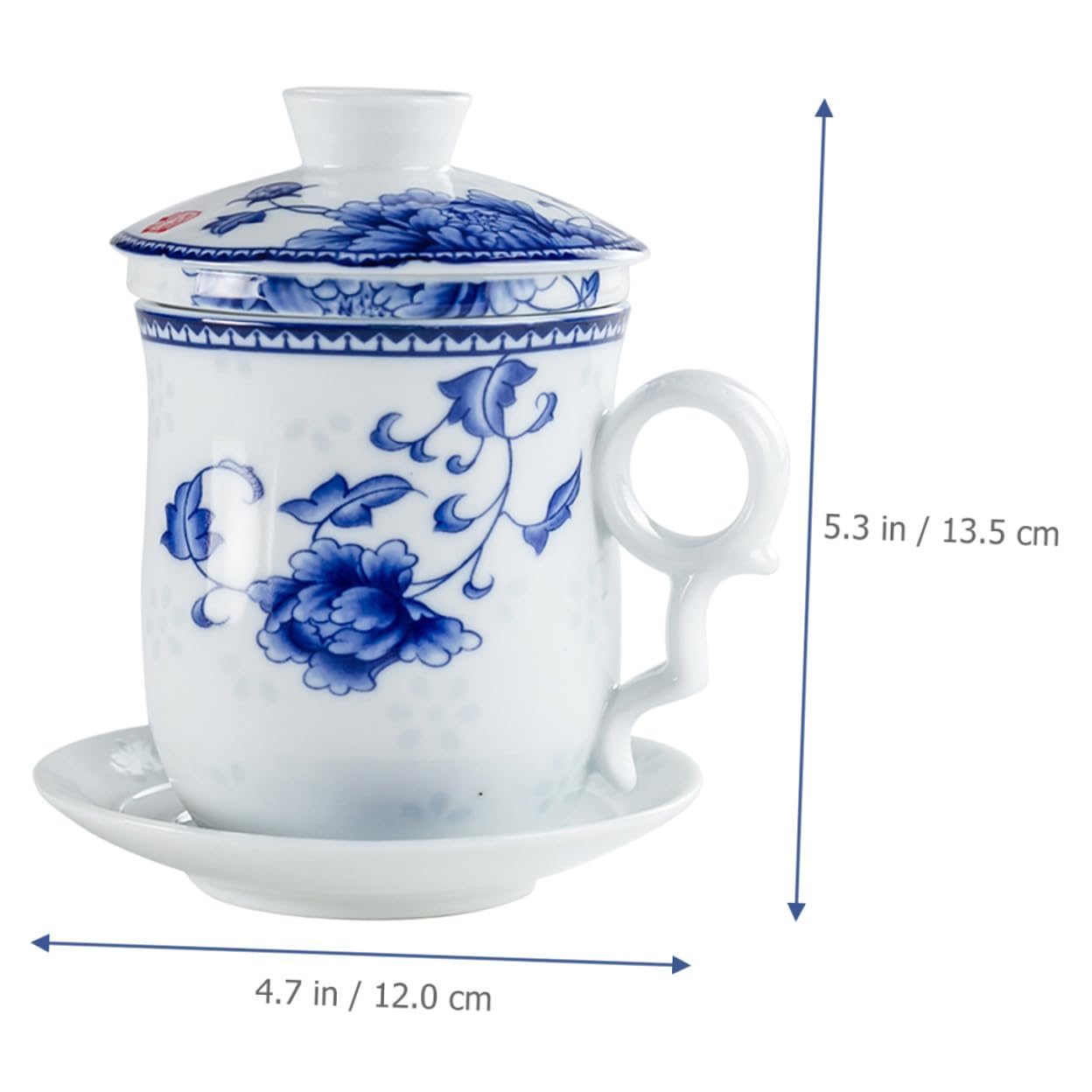 Toyvian Taza de Té de Clásica con Filtro y Tapa Diseño Azul y para Apto para Hogar Oficina y Restaurante