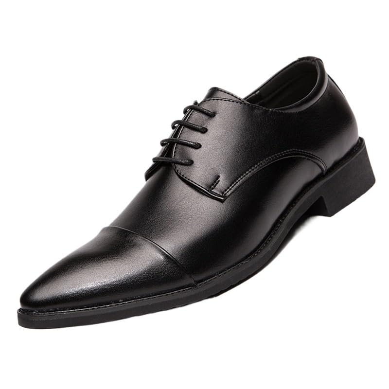 Men's Fashionable Retro Derby Shoes Comfortable Oxford Lace-Up Dress Shoes, Breathable Business Casual