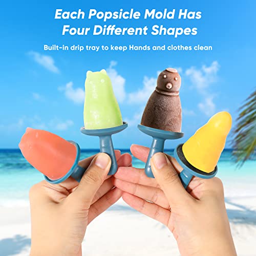 Popsicle Mold Set 4 Pieces Homemade Silicone Popsicle Maker Easy Release Ice Cream Molds Reusable DIY Pop Molds (White, WinterWonder Pops)