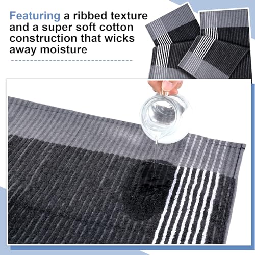 Mixweer 2 Pcs Caddy Golf Towel 22\" x 42\" Large Caddy Towel Camping Sport Towels Cotton Soft Towels for Man Golf Lovers (Black with White Stripe) - Thumbnail 5