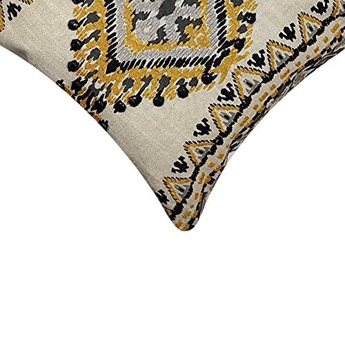 Image of SAJAVAT HOME Cotton Printed Cushion Cover Exclusive Edition 18x18 INCHES Yellow and Cream (Pack of 1)