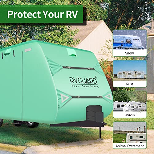 Rvguard Travel Trailer Cover, 500D Oxford Cover Fits For 24' - 27' Rv, Upgrade Uv Resistant Oxford Fabric, Quick Side Door Access, Come With Maintenance Accessory And Storage Bag #TOP1