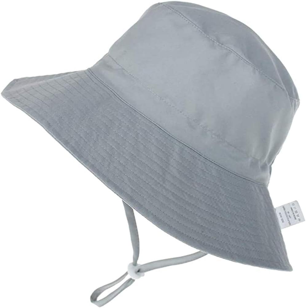 Baby Sun Hat Boys Girls Bucket Hat Sun UPF 50+ Protection Hats Wide Brim Kid Beach Summer Cap, Grey, 6-24 Months