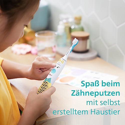 Philips Sonicare For Kids elektrische Zahnbürste - Design a Pet Edition - mit besonderen Tieraufklebern für Kinder, schmales Reiseetui und USB-Ladegerät (Modell HX3603/01) 3
