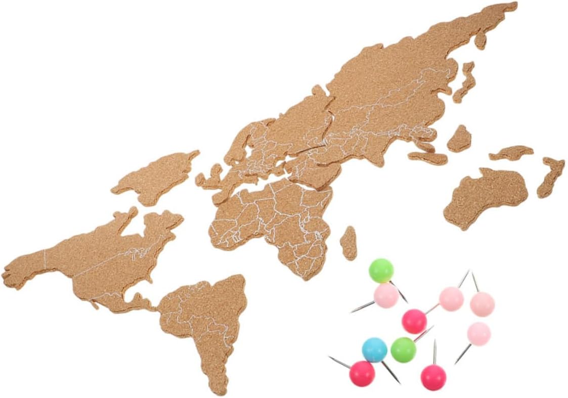 BESPORTBLE 1set World Map Corkboard Self-Adhesive Decorative Bulletin Board for Travel and Office Use Sturdy Design Easy Installation Versatile Wall Decor for School and Home