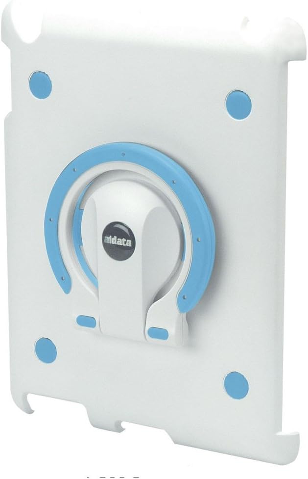 Aidata ISP202WN iPadStand Multi-Function Stand, White Shell with White and Blue Ring for Use with iPad 2; iPadStand Can Spin Smoothly with Angle Adjustments Between Vertical and Horizontal Views