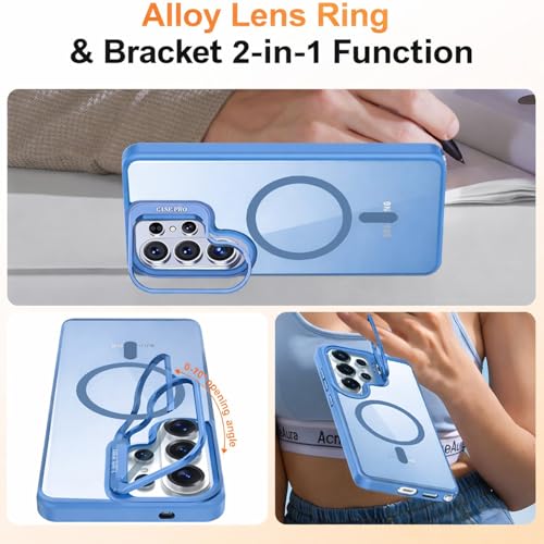 Image of VONZEE Compatible for Samsung S26 Ultra 5G Case, Compatible with MagSafe, Military-Grade Protective Case, Built-in Stash Stand Phone Case, Scratch-Resistant Back Cover, Classic Series|Official Blue