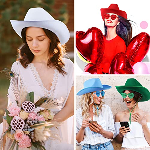 Image of 36 Pcs Adult Cowboy Hat with Paisley Bandanna Heart Sunglasses Unisex Felt Cowboy Hat Men Women Western Party Costume