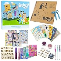 Bluey Scrapbook Kit for Kids with Scrapbook Accessories DIY Art Supplies Gel Pens Glitter Glue Stamp Stickers Set Stationery Supplies Art Set Gifts for Kids (Multi Scrapbook)