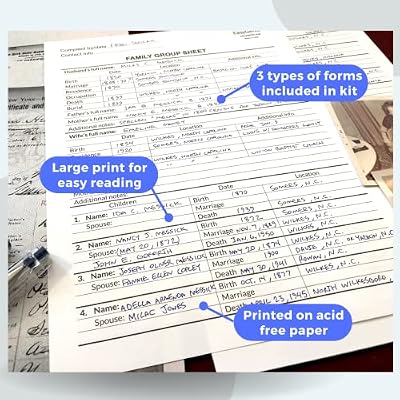 LARGE PRINT Genealogy Charts and Forms Kit (30 Sheets) | Includes 10 Pedigree Charts, 10 Fan Charts, and 10 Family Group Sheets