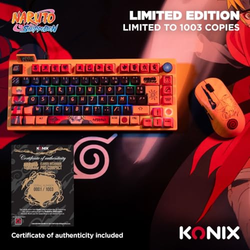 Naruto Shippuden Tastiera meccanica con cavo/senza fili - Edizione Pro Collector Numerata - LED RGB - Design Naruto Modalità Eremita - Arancione - Tastiera gaming - Immagine 3