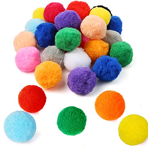 Pllieay Lot de 30 pompons moelleux assortis de 6 cm pour loisirs créatifs et décorations - 15 couleurs