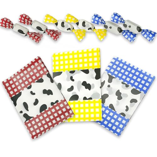 Kisstta 150 Stück Bonbonpapier, Bonbonverpackungen, farbige Karos, 12,5 x 9 cm, für Weihnachten Süßigkeiten, Backpapier für Geschenke, Dekoration, Party