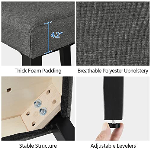 Topeakmart Dining Chairs Dining Room Chairs Fabric Upholstered Parson Chairs Kitchen Living Room Chairs Padded Side Chairs With Solid Wood Legs Set Of 4, Dark Gray Dark Grey #TOP5