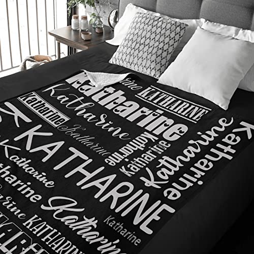 Personalized Blanket for Kids Adults Personalized Name Blanket Custom Blanket with Name Personalized Gifts for Christmas Birthday Valentines Day Mothers Fathers Day (Black&Gray, 40"x50")