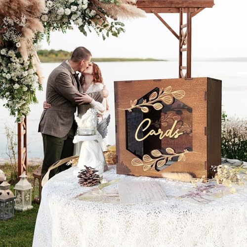 Soporte de recuerdo rústico en madera noble para tarjetas de boda 4