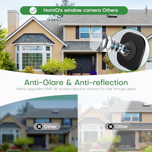HomiQ 5MP 3K No Drill Window Security Camera, 2.4GHz & 5GHz WiFi Indoor Window Camera Color Night Vision with Anti-Glare, Person and Motion Detector, 24/7 Recording, Easy Install for Apartment,Rental - image 2