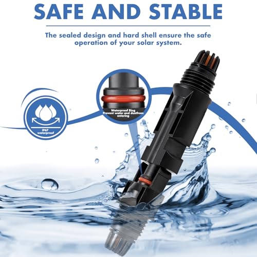 16 PCS Solar Panel Connectors, Male/Female IP67 Waterproof 1000V 30A Solar Cable Connectors (8 Pairs) with 2 Spanners(10AWG) - Image 6