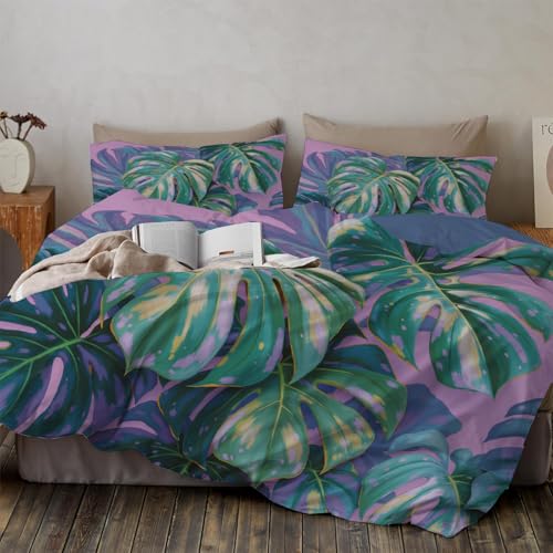 DLERFLOVR Twin Duvet Cover Sets - Watercolor Monstera