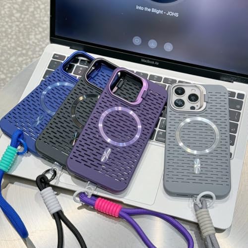 Étui iPhone 14 Pro Max magnétique mat avec dragonne antichoc et anti-empreintes