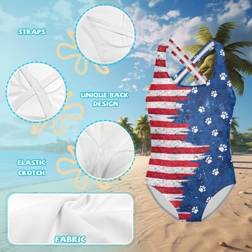 Image of One Piece Swimsuit for Girls Kids Quick Dry Bathing Suit with Crossback Strap Summer Beach Swimwear Size 5T-14