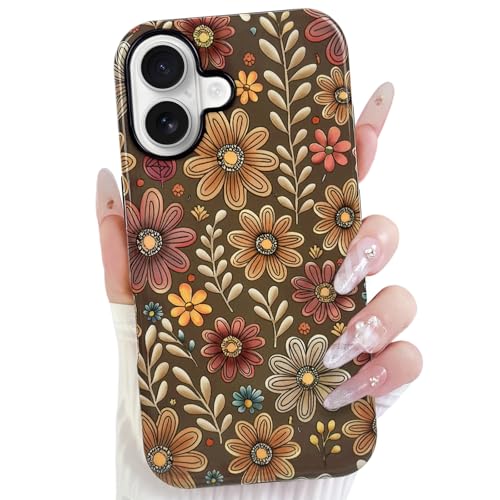 Lovmooful iPhone 16 PluspP[XIł킢F̉Ԃ̉Ԃ̗t 2C1fUC fB[X K[Y n[hVF+VRJo[ ϏՌی K[[uE