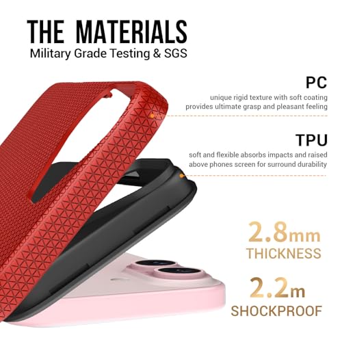 Image of NOXO Ultra-Hybrid Triangle Back Case Cover for iPhone 17, | Shockproof Design | Camera Protection | Soft TPU & Rugged PC | Bumper Case Cover for iPhone 17, (Scarlet Red)