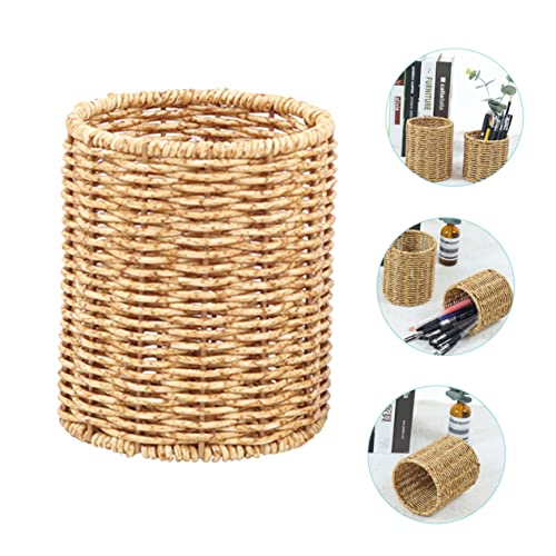 Pots à crayons ronds TEHAUX en plastique tissé pour le bureau (Lot de 3) - 3