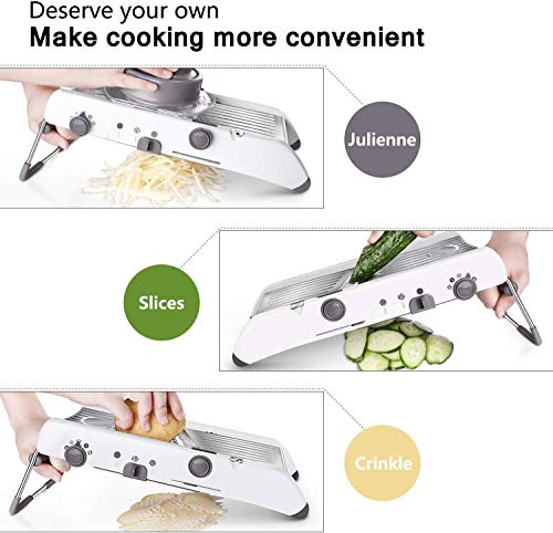 Cortador e ralador de batata Mandoline Slicer de aço inoxidável com lâminas ajustáveis e seguras int