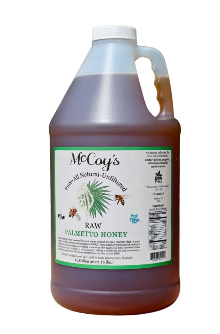 McCoy's Honey - 100% Pure, All-Natural, Raw Honey - Palmetto Honey 1/2 gal (6lb)