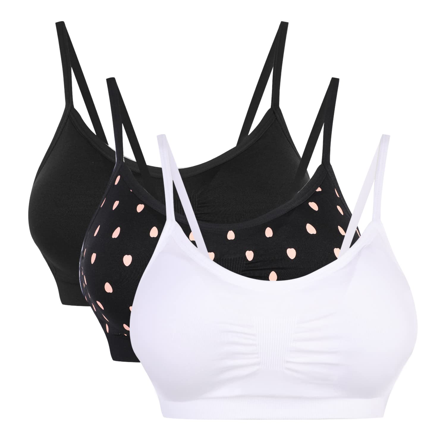 Vertvie Womens Strech Duenn Ohne Buegel Push up Yoga Sports BH Bra Top Set Fuer Fitnesstraining Polsterung 2er/3er Pack