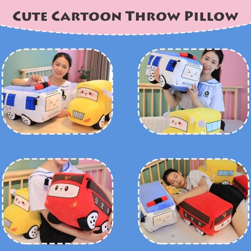 Image of ELAINREN Simulation Red Bus Plush Toy Realistic 3D Public Car Stuffed Gifts Cartoon Bus Shape Plushie Pillow /28x18x15cm