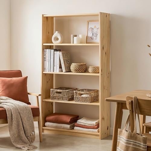 IDIMEX Etagère Regale étagère sur Pied avec 5 tablettes, en pin Massif, Vernis Naturel