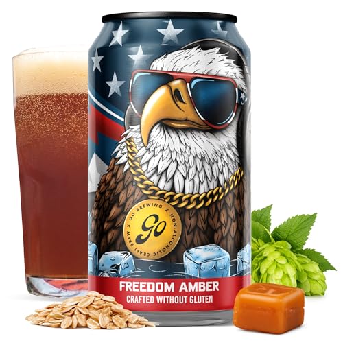 Image of Go Brewing Freedom Amber, NA Beer, 12 Pack (12 oz) | Small-Batch Craft Brew, Low-Calorie, Classic Ingredients, Bold Smooth Finish, Any Occasion