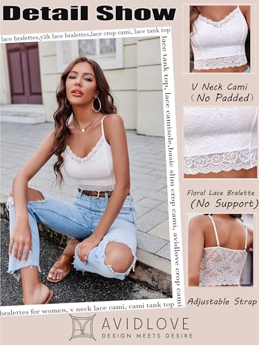 Avidlove Lace Bralette for Women Spaghetti Strap Tank Top V Neck Slim Basic Camisoles2