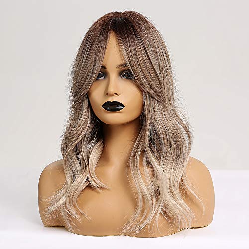 Esmee Ombre Brown Light Ash Blonde Medium Wave Wig Natural Look