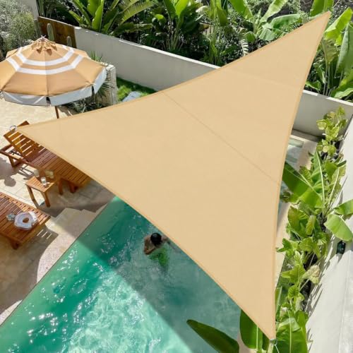 Cool Area Toldo Vela de Sombra Impermeable Triangular 3.6x3.6x3.6m Protección UV PES Toldos para Patio Exterior Jardín Terraza-Arena
