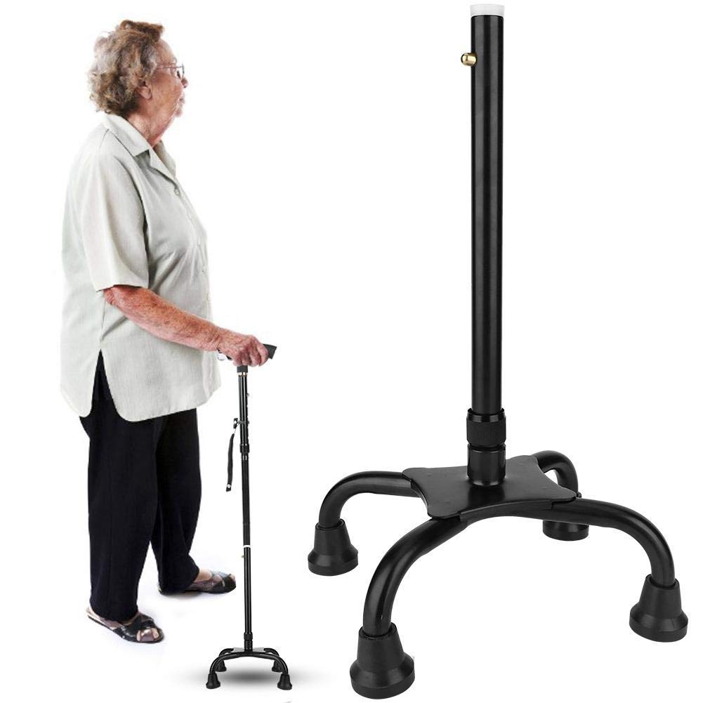 Bastone da passeggio quad, ausilio per la mobilità bilanciata per uomini e donne Bastone da passeggio leggero con torcia a LED Robusta stampella in alluminio a quattro punte per anziani Star of Light