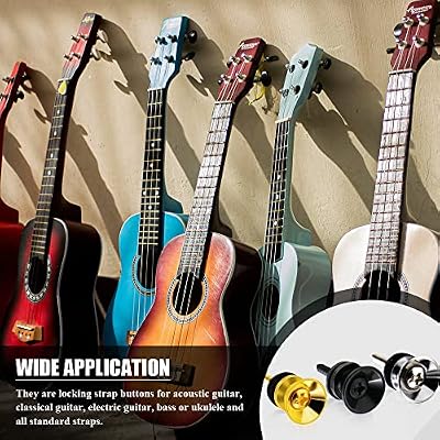 Guitar Strap Locks Buttons Metal End Pins with Mounting Screws for Acoustic Classical Electric Guitar Bass Ukulele