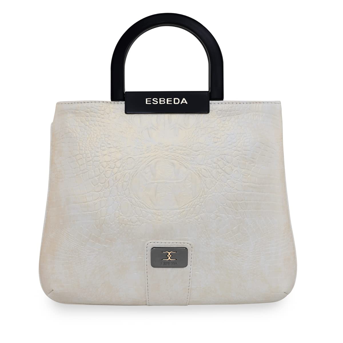 ESBEDA White Colour Drymilk Croco Acrylic Handle Handbag for Women (B0B56CKBG7) Amazon Price History, Amazon Price Tracker